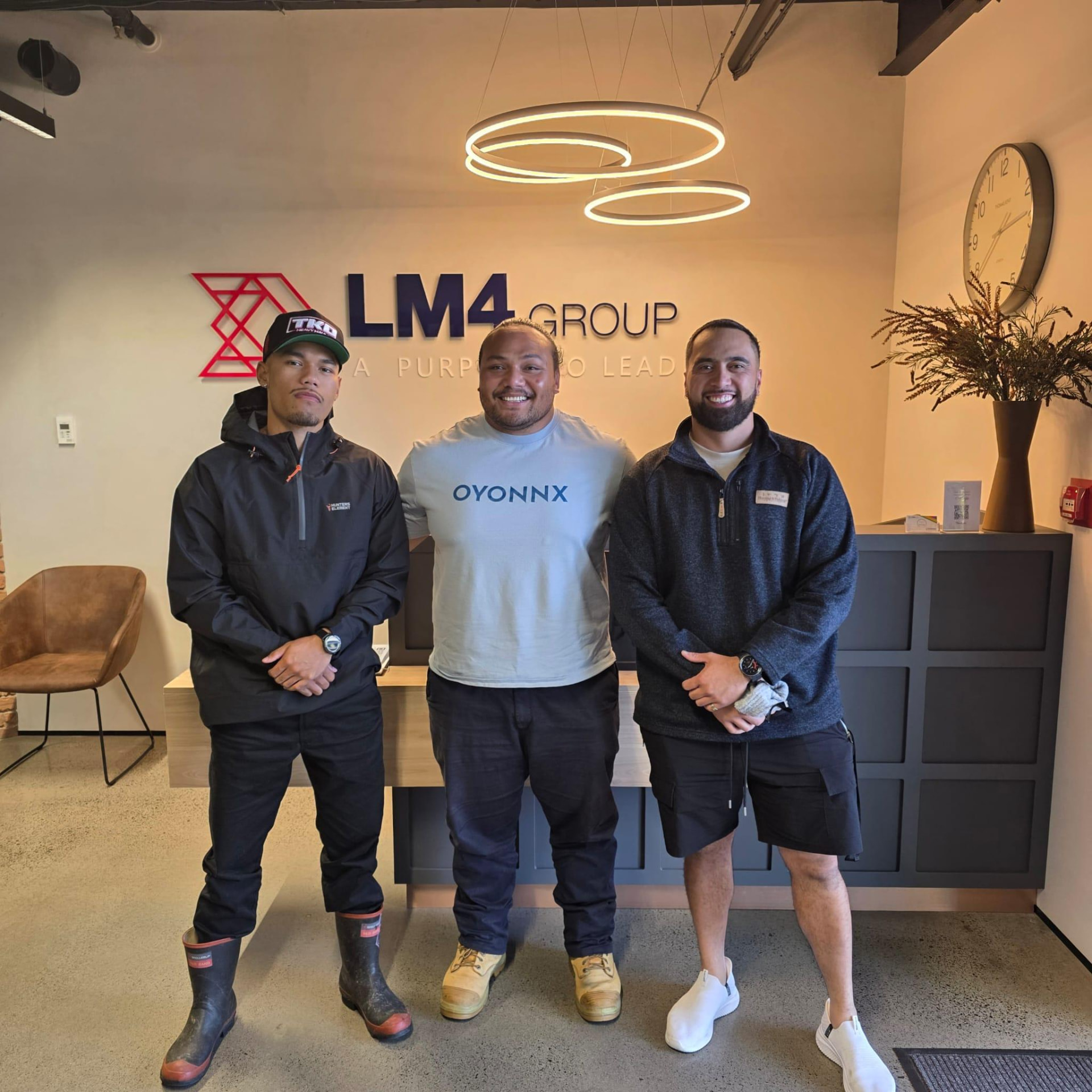 The Oyonnx team with clients at the LM4 Group office